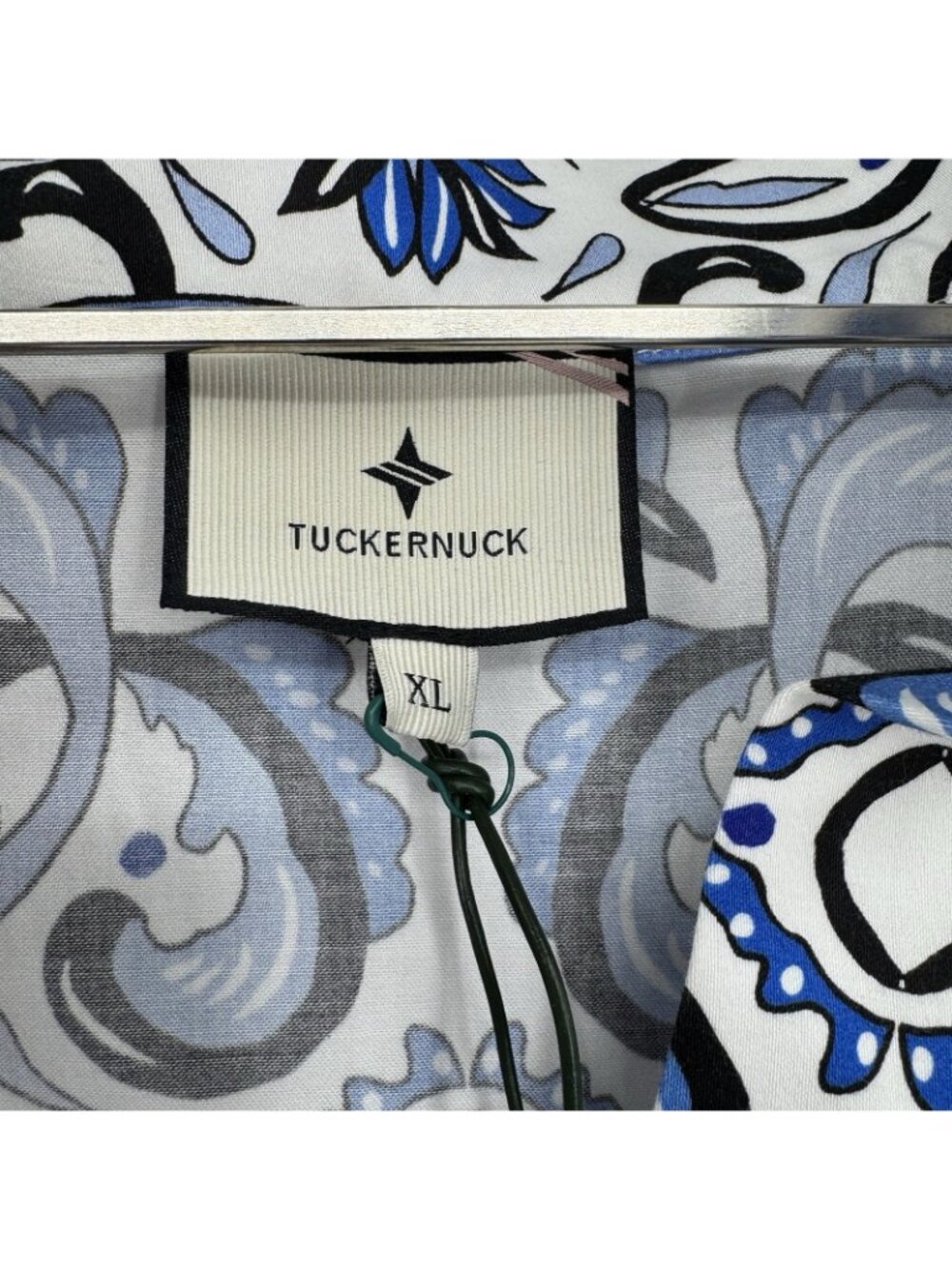 Tuckernuck Blue Majolica Tile Willow Tunic Blouse size XL Oversized Cotton Top * - Picture 3 of 8